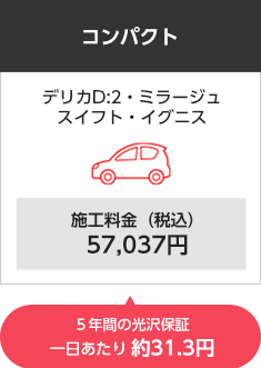 コンパクト デリカD:2・ミラージュ・スイフト・イグニス 施工料金（税込）7,037円